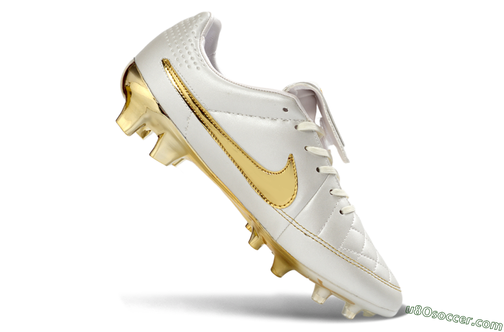 Nike Tiempo Legend SE FG Firm Ground Soccer Cleats - White/Gold Metallic/White Pearl 4