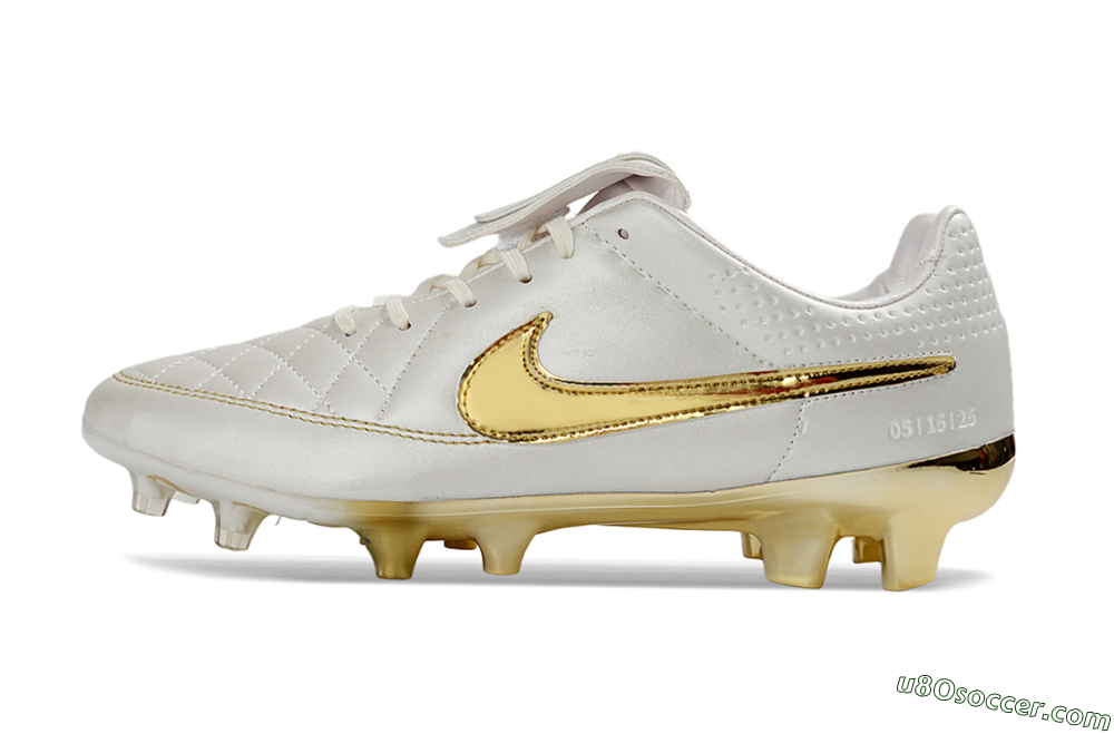 Nike Tiempo Legend SE FG Firm Ground Soccer Cleats - White/Gold Metallic/White Pearl 2