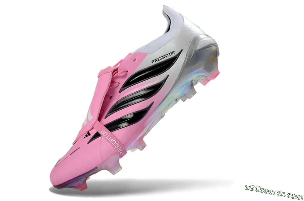 Adidas Predator 26 Elite Fold-Over Tongue FG Firm Ground Soccer Cleats - Pink/Soft Pink/Black 5