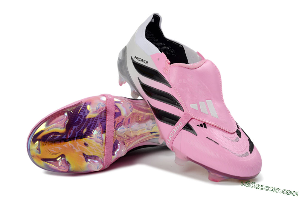 Adidas Predator 26 Elite Fold-Over Tongue FG Firm Ground Soccer Cleats - Pink/Soft Pink/Black 3