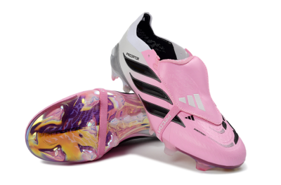 Adidas Predator 26 Elite Fold-Over Tongue FG Firm Ground Soccer Cleats - Pink/Soft Pink/Black