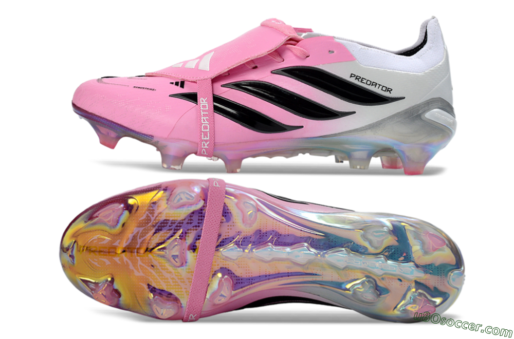 Adidas Predator 26 Elite Fold-Over Tongue FG Firm Ground Soccer Cleats - Pink/Soft Pink/Black 0