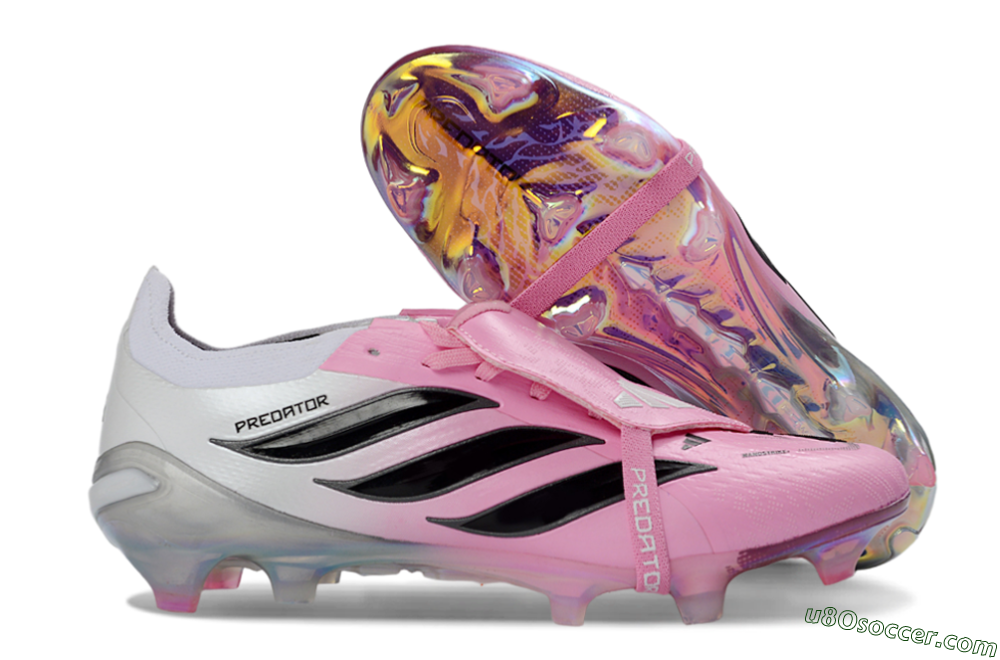 Adidas Predator 26 Elite Fold-Over Tongue FG Firm Ground Soccer Cleats - Pink/Soft Pink/Black 1