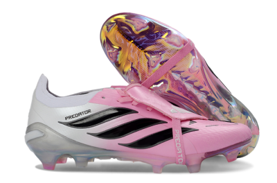 Adidas Predator 26 Elite Fold-Over Tongue FG Firm Ground Soccer Cleats - Pink/Soft Pink/Black