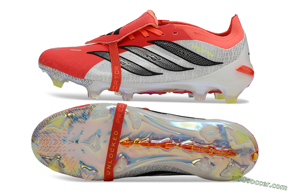 Adidas Predator 26 Elite Fold-Over Tongue FG Firm Ground Soccer Cleats - Red/Vibrant Red/Black 0