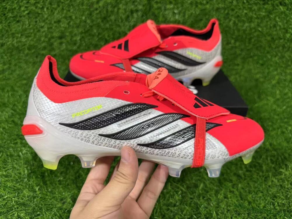 Adidas Predator 26 Elite Fold-Over Tongue FG Firm Ground Soccer Cleats - Red/Vibrant Red/Black