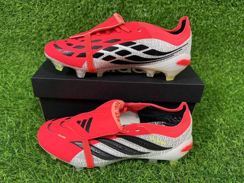 Adidas Predator 26 Elite Fold-Over Tongue FG Firm Ground Soccer Cleats - Red/Vibrant Red/Black