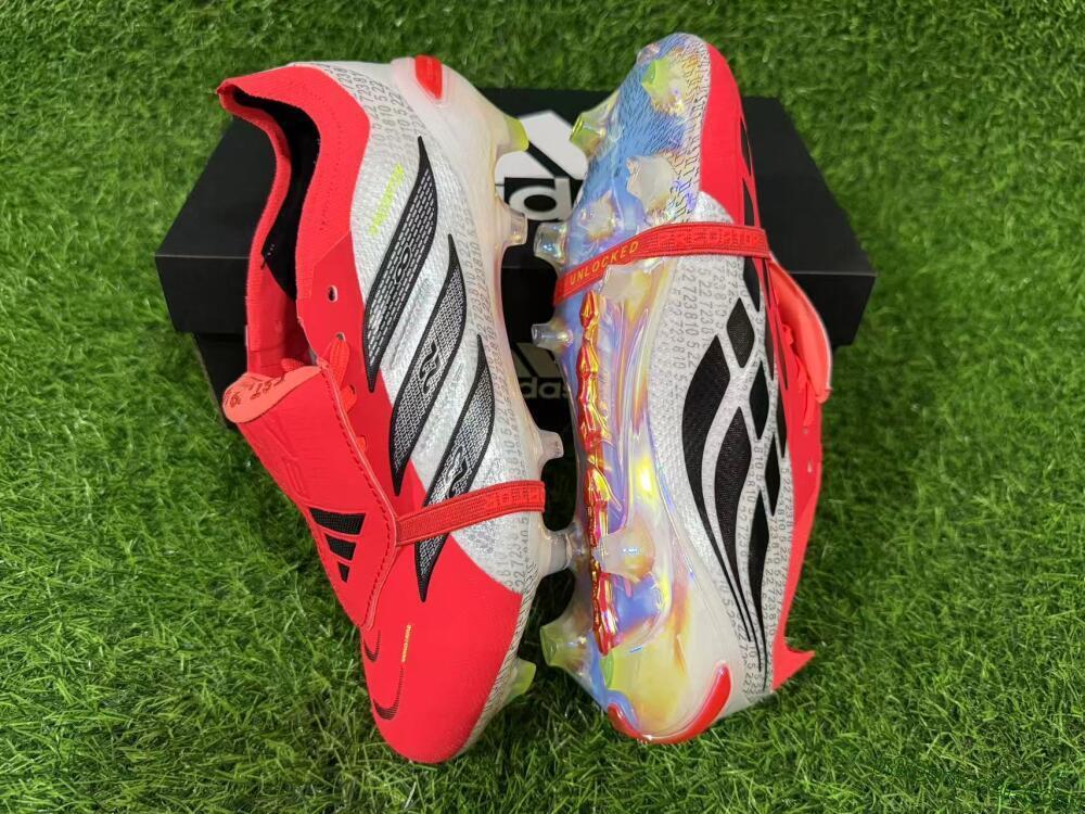 Adidas Predator 26 Elite Fold-Over Tongue FG Firm Ground Soccer Cleats - Red/Vibrant Red/Black