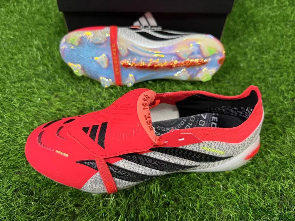 Adidas Predator 26 Elite Fold-Over Tongue FG Firm Ground Soccer Cleats - Red/Vibrant Red/Black