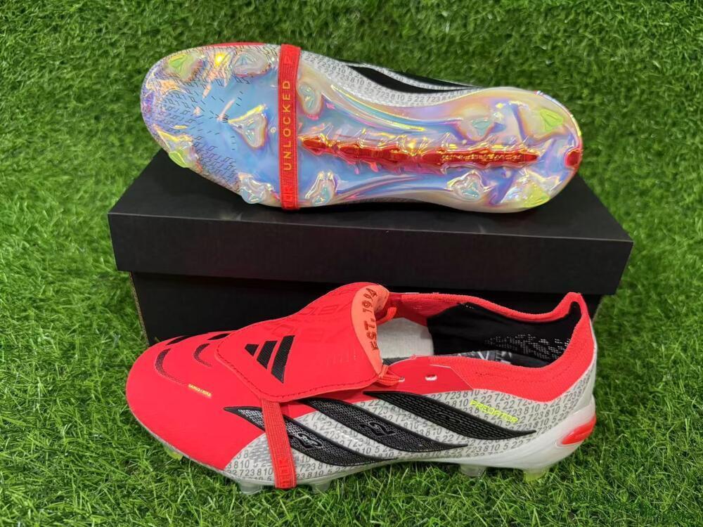 Adidas Predator 26 Elite Fold-Over Tongue FG Firm Ground Soccer Cleats - Red/Vibrant Red/Black