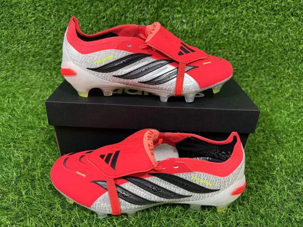 Adidas Predator 26 Elite Fold-Over Tongue FG Firm Ground Soccer Cleats - Red/Vibrant Red/Black