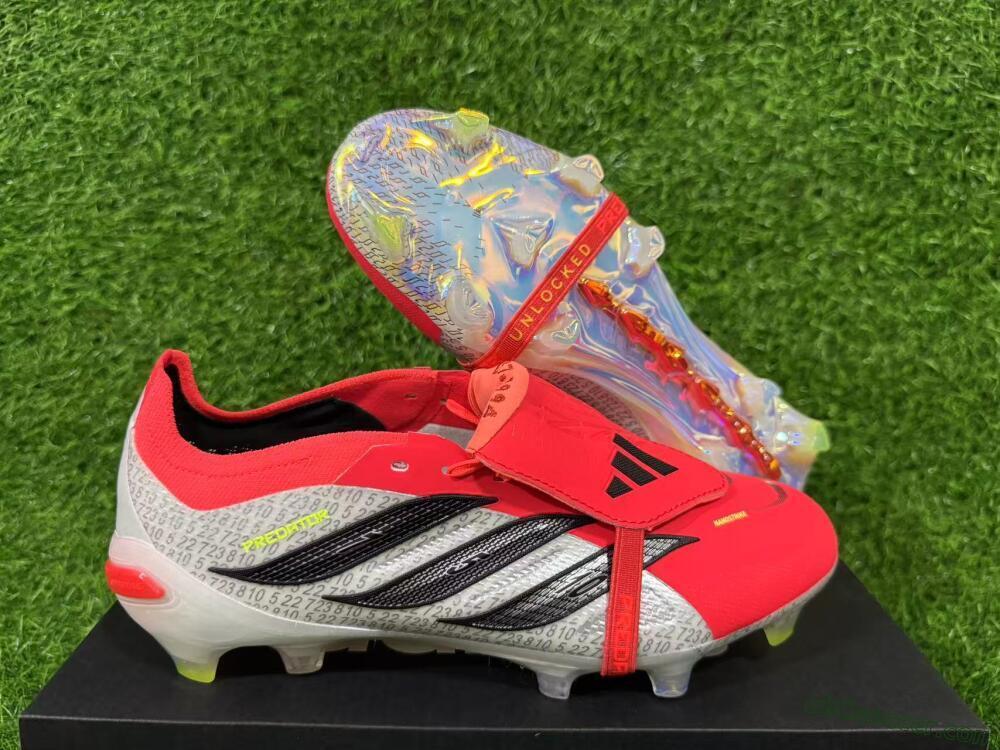 Adidas Predator 26 Elite Fold-Over Tongue FG Firm Ground Soccer Cleats - Red/Vibrant Red/Black