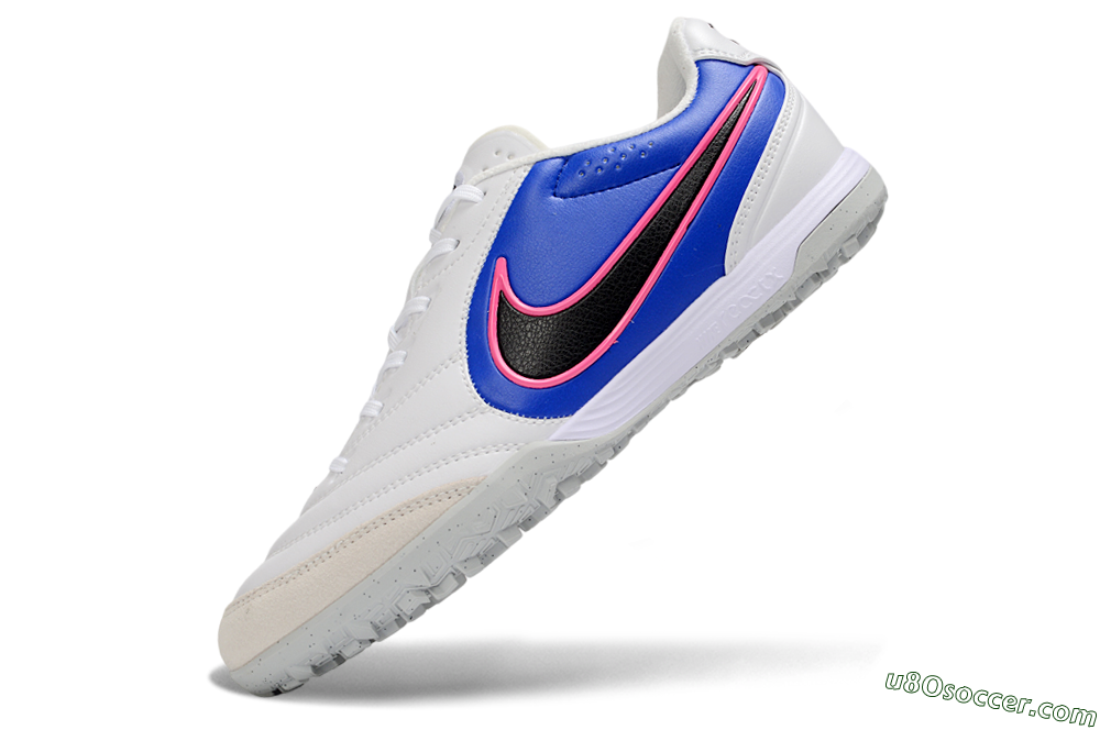 Nike Tiempo Legend 11 Elite TF Artificial Turf Soccer Shoes - White/Electric Blue/Neon Pink 5