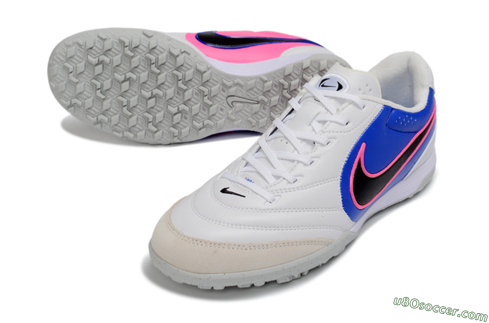 Nike Tiempo Legend 11 Elite TF Artificial Turf Soccer Shoes - White/Electric Blue/Neon Pink 3