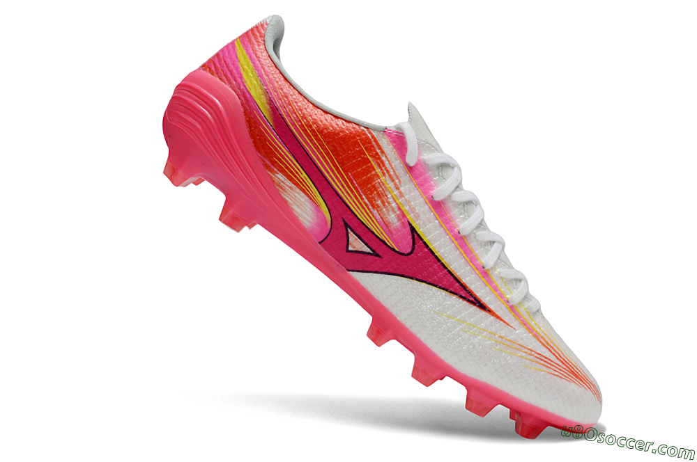 Mizuno Alpha 3 Elite FG Firm Ground Soccer Cleats - White/Neon Pink/Sunrise Yellow 4