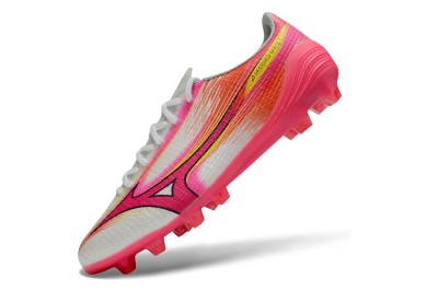 Mizuno Alpha 3 Elite FG Firm Ground Soccer Cleats - White/Neon Pink/Sunrise Yellow