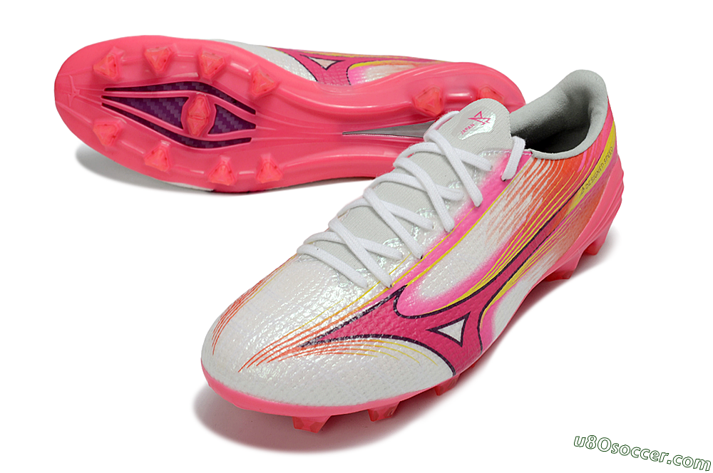 Mizuno Alpha 3 Elite FG Firm Ground Soccer Cleats - White/Neon Pink/Sunrise Yellow 3
