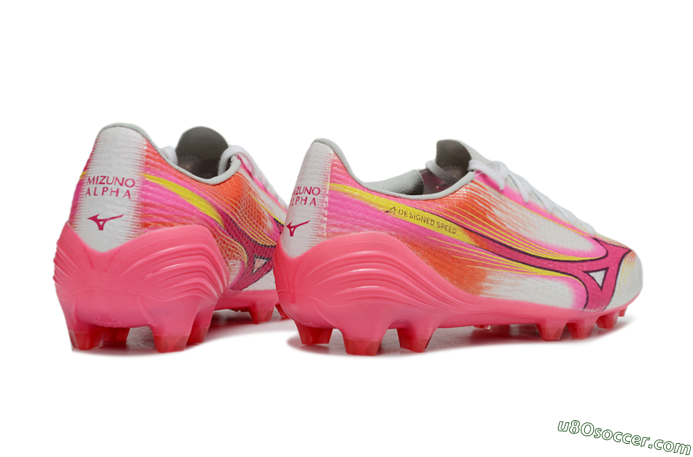 Mizuno Alpha 3 Elite FG Firm Ground Soccer Cleats - White/Neon Pink/Sunrise Yellow 6