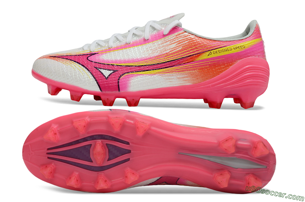 Mizuno Alpha 3 Elite FG Firm Ground Soccer Cleats - White/Neon Pink/Sunrise Yellow 0