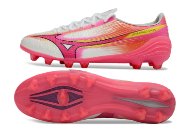 Mizuno Alpha 3 Elite FG Firm Ground Soccer Cleats - White/Neon Pink/Sunrise Yellow