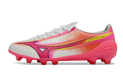 Mizuno Alpha 3 Elite FG Firm Ground Soccer Cleats - White/Neon Pink/Sunrise Yellow