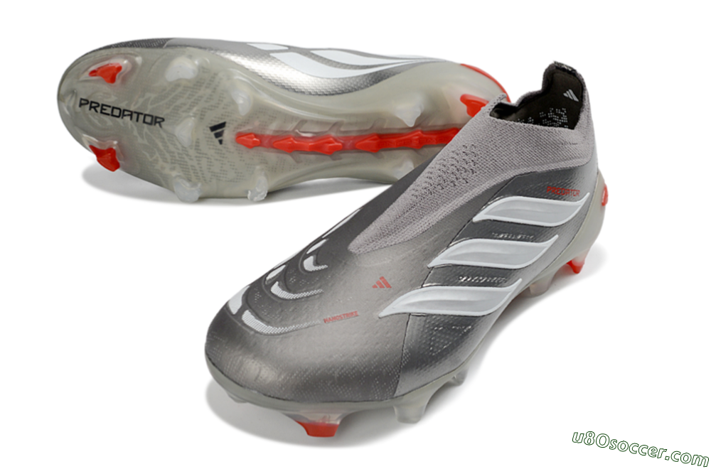 Adidas Predator 26 Elite Laceless FG Firm Ground Soccer Cleats - Gray/Bright Orange/White 3
