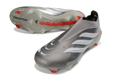 Adidas Predator 26 Elite Laceless FG Firm Ground Soccer Cleats - Gray/Bright Orange/White