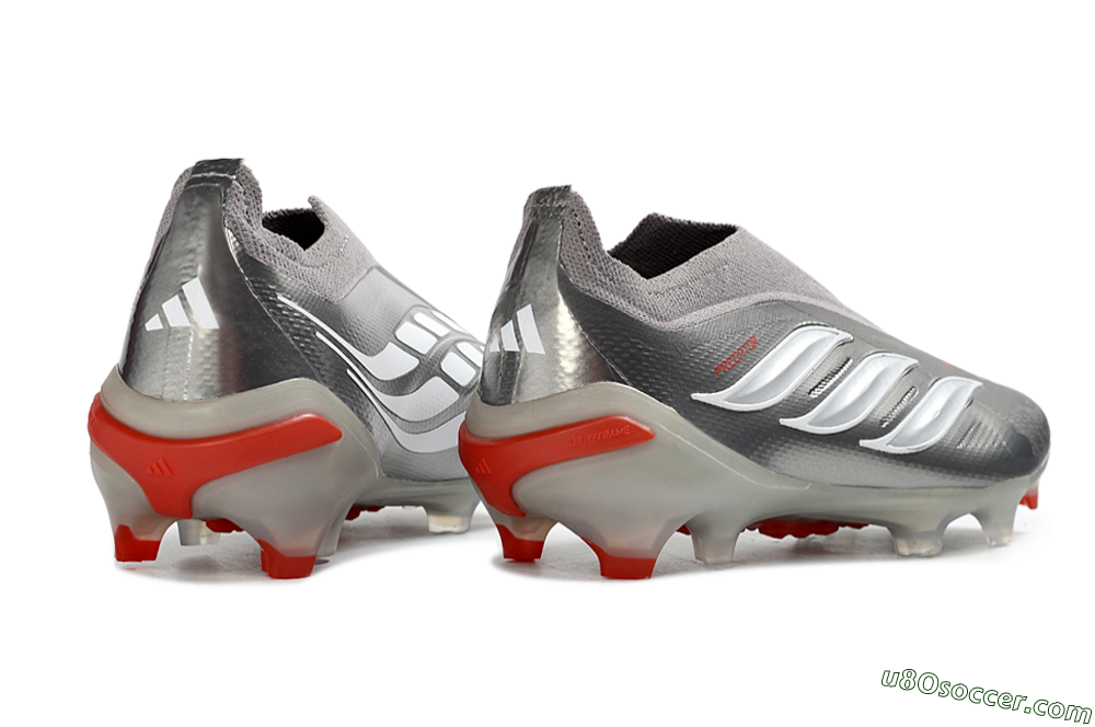 Adidas Predator 26 Elite Laceless FG Firm Ground Soccer Cleats - Gray/Bright Orange/White 7