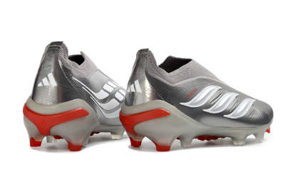 Adidas Predator 26 Elite Laceless FG Firm Ground Soccer Cleats - Gray/Bright Orange/White