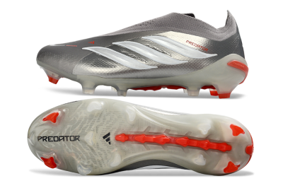 Adidas Predator 26 Elite Laceless FG Firm Ground Soccer Cleats - Gray/Bright Orange/White