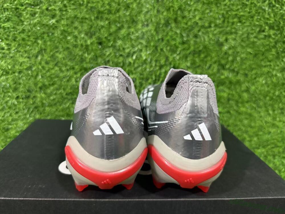 Adidas Predator 26 Elite Laceless FG Firm Ground Soccer Cleats - Gray/Bright Orange/White