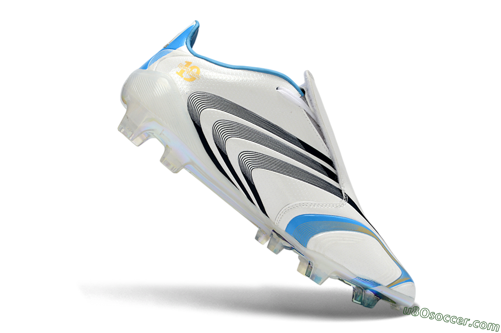 Adidas F50 Elite Laceless FG Firm Ground Soccer Cleats - White/Sky Blue/Black 4