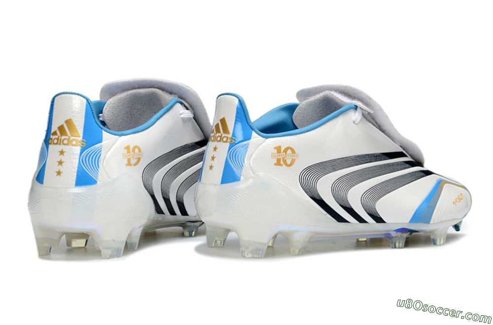 Adidas F50 Elite Laceless FG Firm Ground Soccer Cleats - White/Sky Blue/Black 6