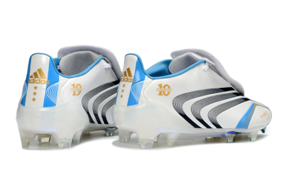Adidas F50 Elite Laceless FG Firm Ground Soccer Cleats - White/Sky Blue/Black