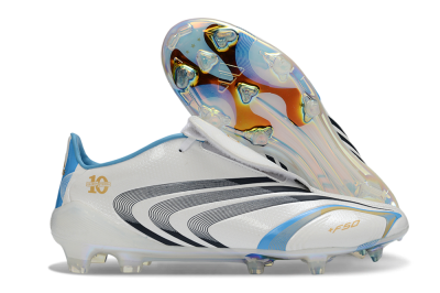 Adidas F50 Elite Laceless FG Firm Ground Soccer Cleats - White/Sky Blue/Black