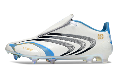 Adidas F50 Elite Laceless FG Firm Ground Soccer Cleats - White/Sky Blue/Black