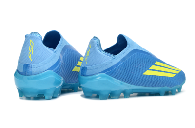 Adidas F50 Elite Laceless AG Artificial Grass Soccer Cleats - Blue/Vibrant Blue/Electric Yellow