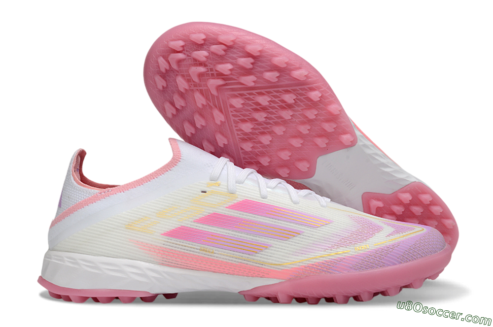 Adidas F50 Elite TF Artificial Turf Soccer Shoes - White/Soft Pink/Light Fuchsia 1