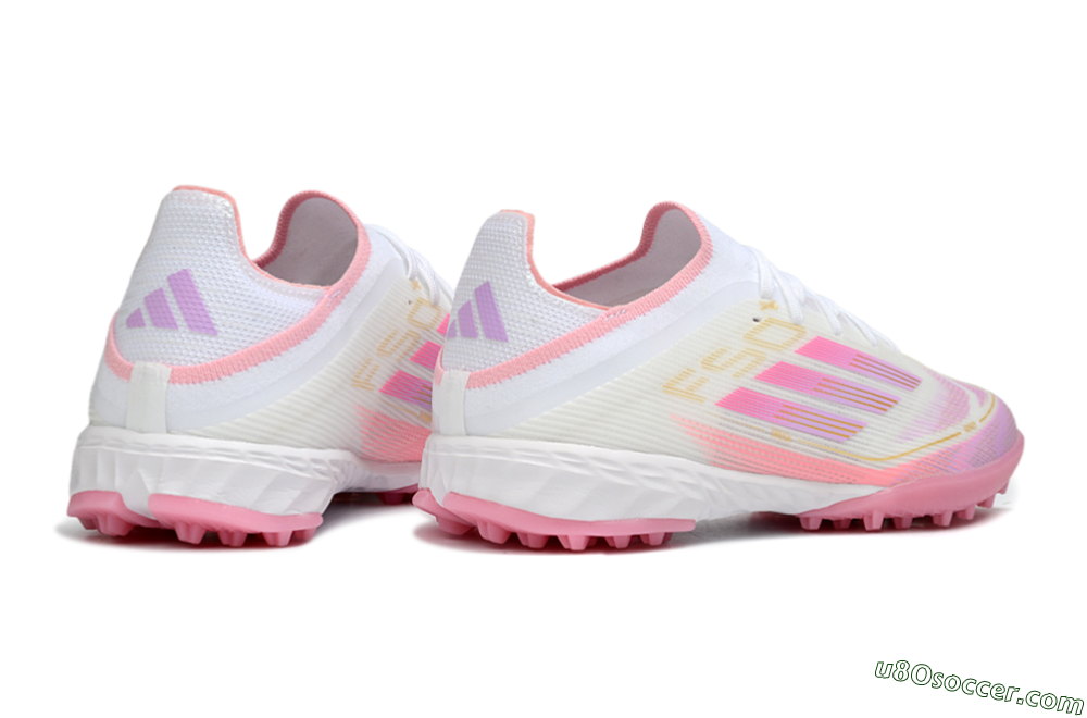 Adidas F50 Elite TF Artificial Turf Soccer Shoes - White/Soft Pink/Light Fuchsia 6