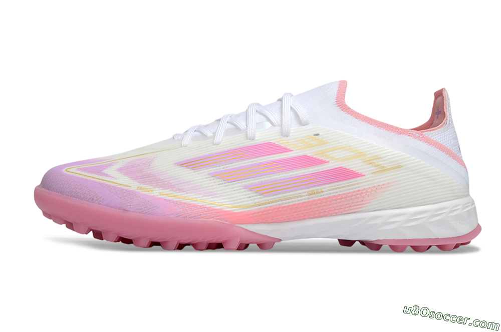 Adidas F50 Elite TF Artificial Turf Soccer Shoes - White/Soft Pink/Light Fuchsia 2