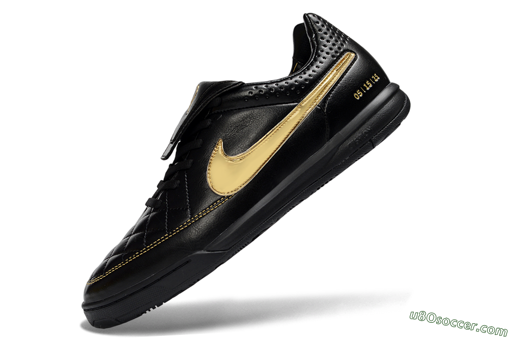 Nike Tiempo Legend SE IC Indoor & Futsal Soccer Shoes - Black/Gold Accent/Classic Black 5