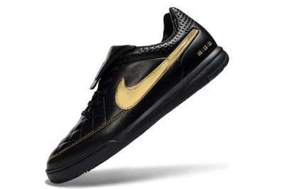Nike Tiempo Legend SE IC Indoor & Futsal Soccer Shoes - Black/Gold Accent/Classic Black