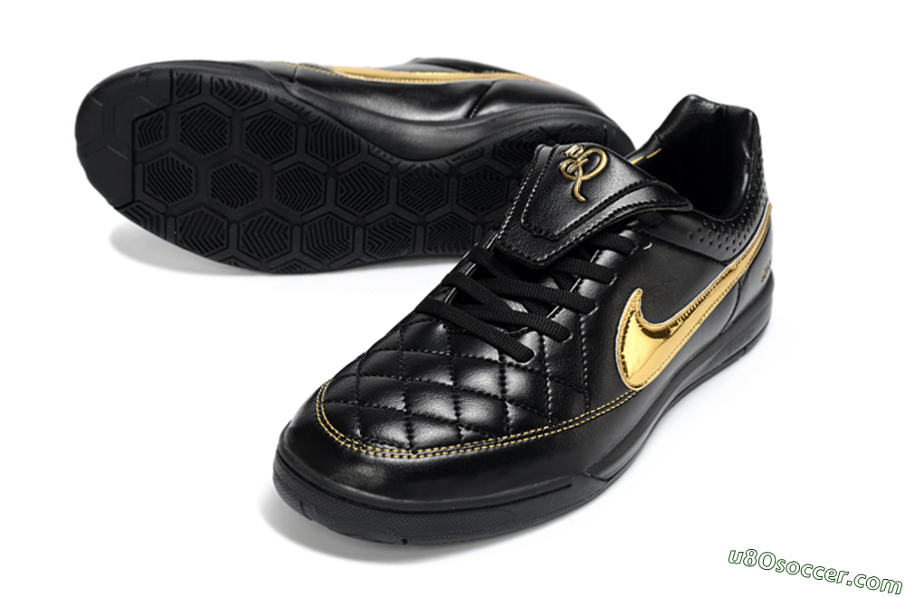 Nike Tiempo Legend SE IC Indoor & Futsal Soccer Shoes - Black/Gold Accent/Classic Black 3