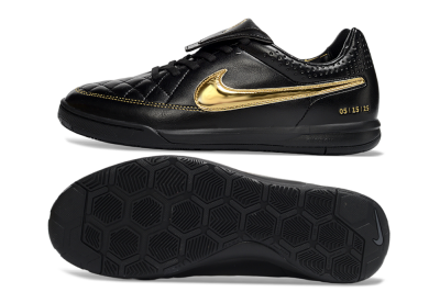 Nike Tiempo Legend SE IC Indoor & Futsal Soccer Shoes - Black/Gold Accent/Classic Black