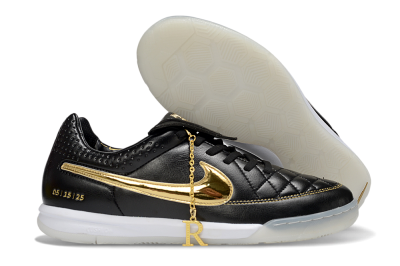 Nike Tiempo Legend SE IC Indoor & Futsal Soccer Shoes - Black/Gold Accent/White Sole