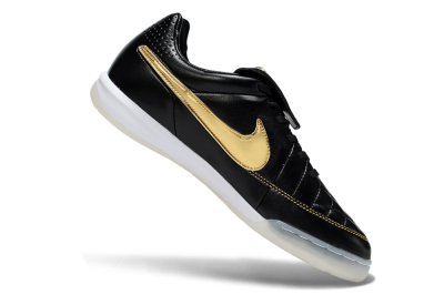 Nike Tiempo Legend SE IC Indoor & Futsal Soccer Shoes - Black/Gold Accent/White Sole