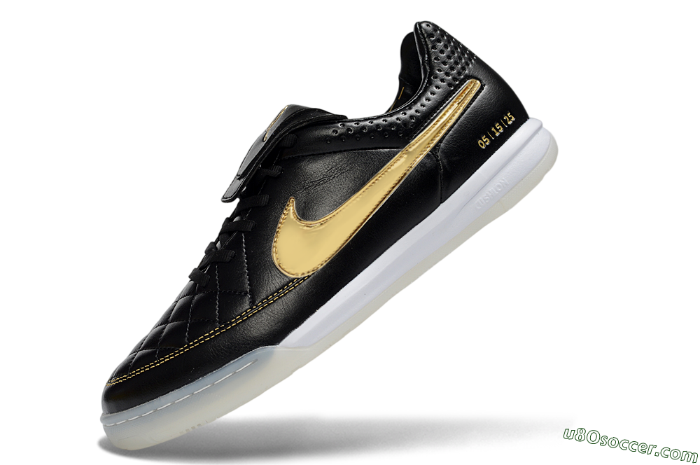 Nike Tiempo Legend SE IC Indoor & Futsal Soccer Shoes - Black/Gold Accent/White Sole 5