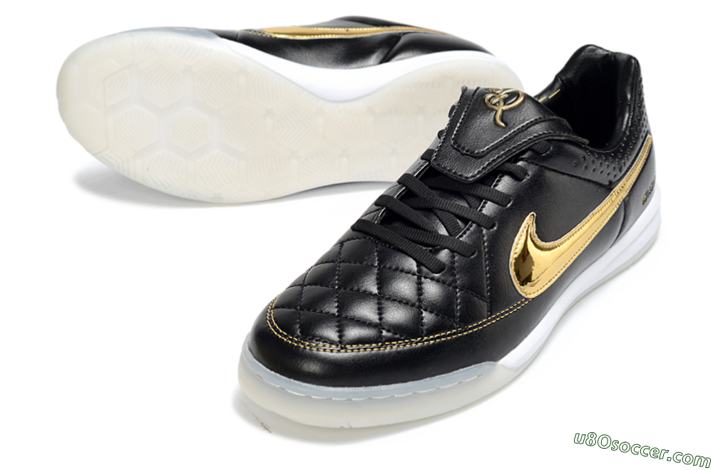 Nike Tiempo Legend SE IC Indoor & Futsal Soccer Shoes - Black/Gold Accent/White Sole 3
