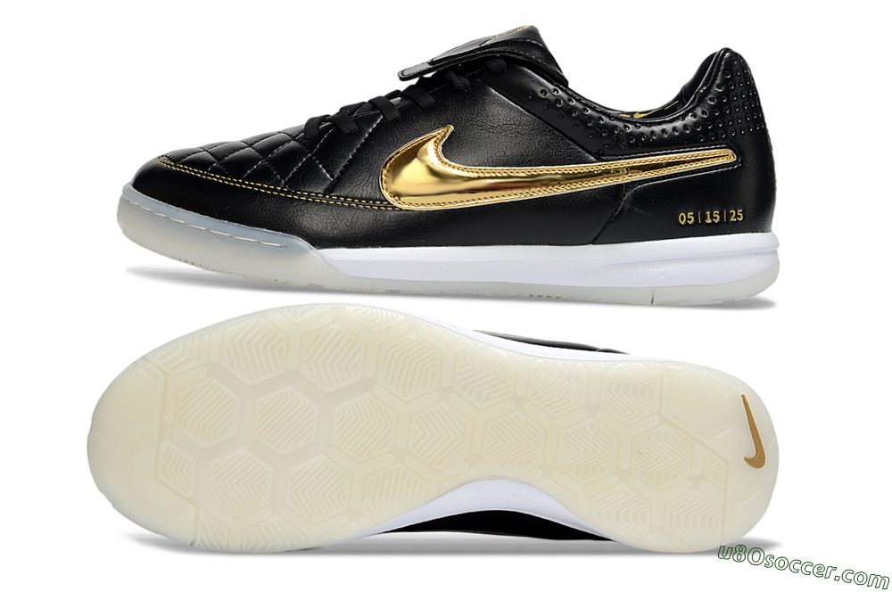Nike Tiempo Legend SE IC Indoor & Futsal Soccer Shoes - Black/Gold Accent/White Sole 0