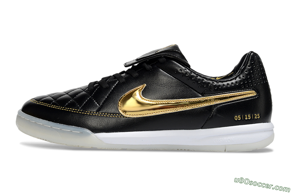 Nike Tiempo Legend SE IC Indoor & Futsal Soccer Shoes - Black/Gold Accent/White Sole 2